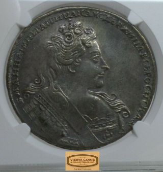 Rare,  1732 Russia Rouble Anna,  Ngc Au Details Cleaned,  Only Few Graded - B16187