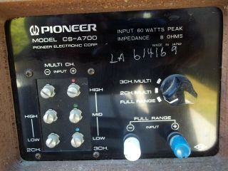 VINTAGE PIONEER CS - A700 SPEAKERS (PAIR) 8 OHMS 8
