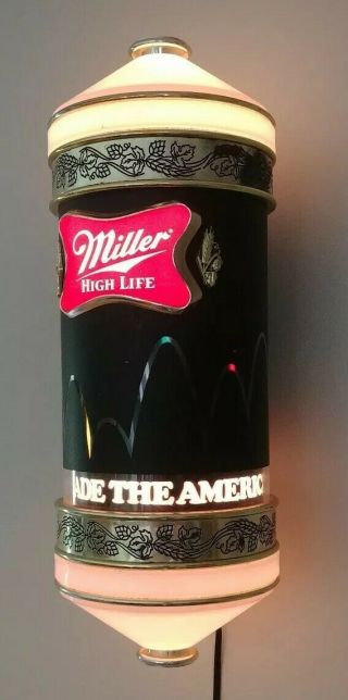 RARE Vintage MILLER HIGH LIFE BEER LIGHT Sign Rotate MOTION Bouncing BALL Sconce 2