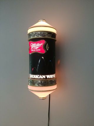 RARE Vintage MILLER HIGH LIFE BEER LIGHT Sign Rotate MOTION Bouncing BALL Sconce 3