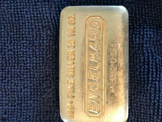 10 Oz.  Vintage Wide Hand Poured Silver Bar Engelhard.  999 Fine.  Serial P352013