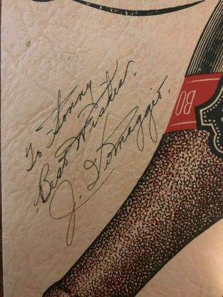 Joe Dimaggio Vintage Signed And Inscribed Circa 1937 Rookie Era Wine List Rare