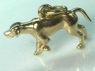 Solid 14k Yellow Gold Dog With Front Leg Up Charm.  1.  9gm