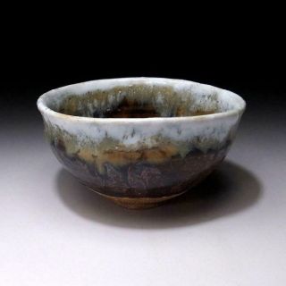 VM6: Vintage Japanese Pottery Tea Bowl,  Seto Ware,  Artistic glazes,  WABI SABI 4