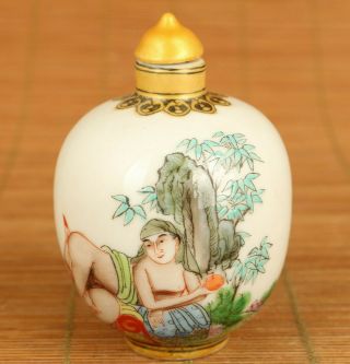 Asian Old Porcelain Hand Painting Art Sex Culture Snuff Bottle Rare Decoration