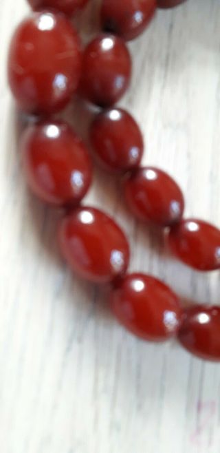 Antique Art Deco Cherry Amber Bakelite Bead Necklace 46.  16 grams.  Faturan 3