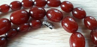 Antique Art Deco Cherry Amber Bakelite Bead Necklace 46.  16 grams.  Faturan 4