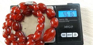 Antique Art Deco Cherry Amber Bakelite Bead Necklace 46.  16 grams.  Faturan 5