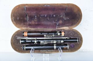 H.  F.  Meyer Hannover Antique Wooden German Flute Jeweled Key Of C