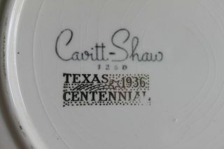 Vintage Cavitt Shaw 126D TEXAS CENTENNIAL DALLAS 1936 Bluebonnet Dinner Plate 4