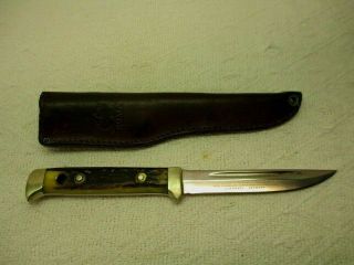 Vintage Puma Buddy 6383 Hunting Knife Stag Handle & Leather Sheath