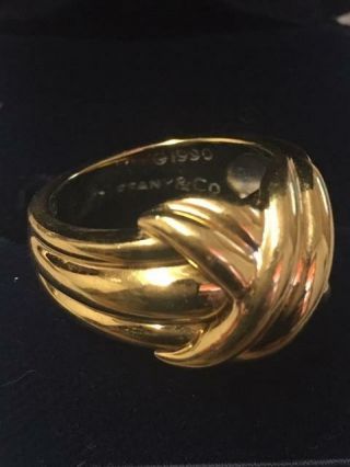 Tiffany & Co.  18k Yellow Gold Vintage 1990 Large Signature X Love Knot Ring