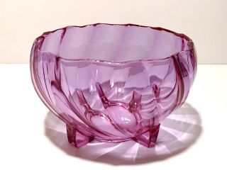 Rare Vintage Heisey Glass Alexandrite Twist 8 " Round Nasturtium Bowl Signed