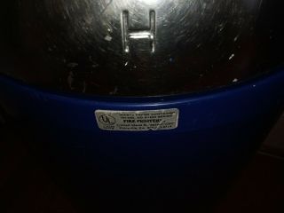 Vintage UNITED Metal DOME TOP Industrial Trash Can (VERY RARE BLUE & CHROME) 5