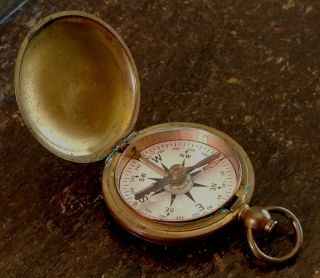 Vintage Wwi Brass Pocket Compass Made By Taylor For The U.  S.  Corps Of Engineers