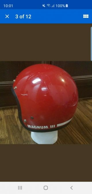 Vtg 1975 Bell Magnum Mag Iii 3 Motorcycle Car Racing Red Helmet 7 3/8