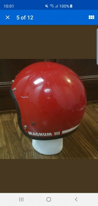 VTG 1975 BELL MAGNUM MAG III 3 MOTORCYCLE CAR RACING RED HELMET 7 3/8 5