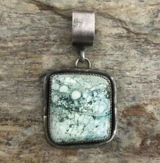 Vintage Old Pawn Native American Sterling Silver Turquoise Pendant.
