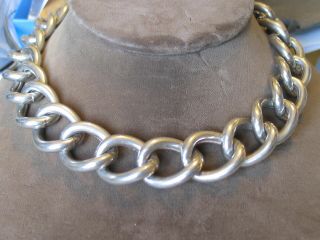 Vtg Sterling Silver Italy Fabulous Look Large Links 17.  5 " Choker Necklace 87.  5g
