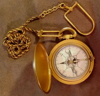 Very Rare Antique Taylor Gydawl Gold Plated Brass Compass 1920 