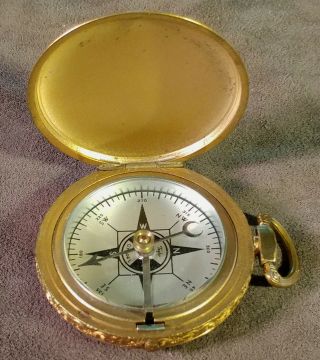 VERY RARE ANTIQUE TAYLOR GYDAWL GOLD PLATED BRASS COMPASS 1920 ' S 3