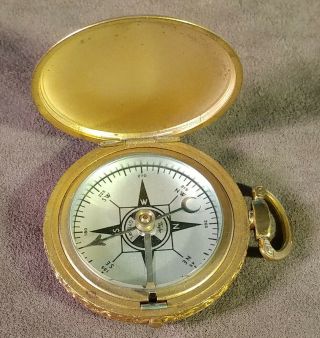 VERY RARE ANTIQUE TAYLOR GYDAWL GOLD PLATED BRASS COMPASS 1920 ' S 8