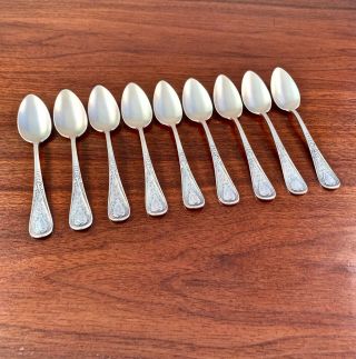 (9) Rare Gorham Co.  Sterling Silver 5 Oclock Spoons: 1878 Hindostanee 4 3/4 "