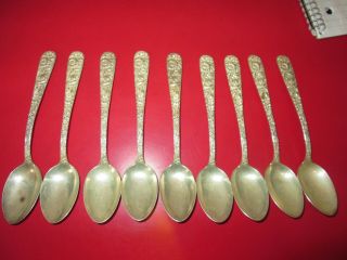 9 Repousse - Kirk 1925 - 1932 - Sterling - 5 3/4 In Spoons 7.  7 Toz