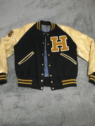 Vintage 1965 Varsity High School Letterman Jacket Tl Hanna Hs Sc (radio Movie)