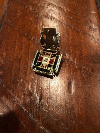 Masonic Knights Templar “IN HOC SIGNO VINCES” Antique Pendant 14k Gold Enamel 3