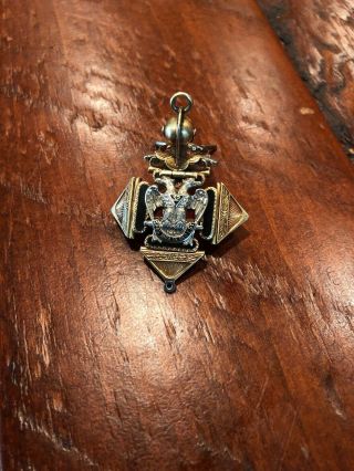 Masonic Knights Templar “IN HOC SIGNO VINCES” Antique Pendant 14k Gold Enamel 4