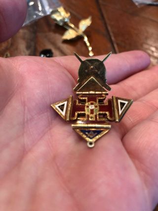 Masonic Knights Templar “IN HOC SIGNO VINCES” Antique Pendant 14k Gold Enamel 6