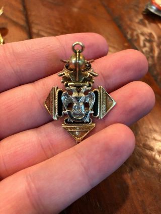 Masonic Knights Templar “IN HOC SIGNO VINCES” Antique Pendant 14k Gold Enamel 7