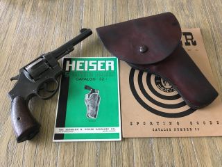 Vintage Hh Heiser No.  H1435 Leather Flap Holster For S&w 1917 N Frame Revolver