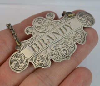 1869 Victorian Solid Silver BRANDY Decanter Label by John Tongue 2