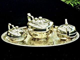 Art Deco Empire Plate Tea Set With Tray C 1930 