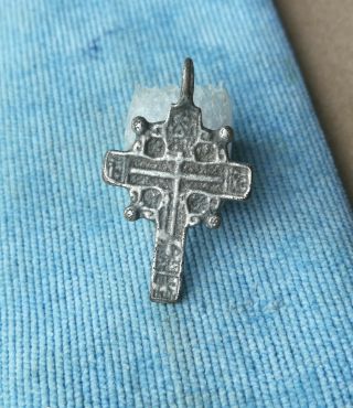 17th Century Hand - Carved Russian North " Old Believers " Orthodox Silvered Cross