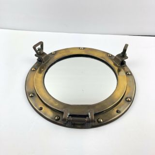 11 " Antique Brass Finish Porthole Mirror Nautical Maritime Wall Decor Window