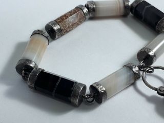 Antique Silver Agate Bracelet with Agate Heart Padlock Clasp 4