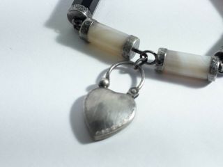 Antique Silver Agate Bracelet with Agate Heart Padlock Clasp 5