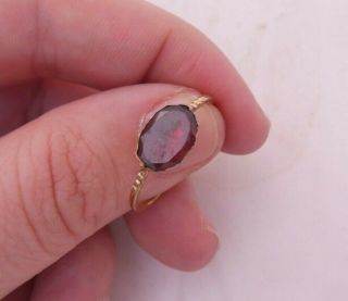 9ct Gold Flat Cut Garnet Domed Back Ring,  Georgian 18th Century