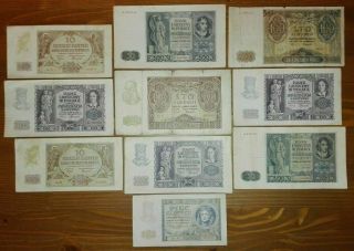 Wehrmacht - Set Of German Wwii Bank Notes For Occupied Poland 1941