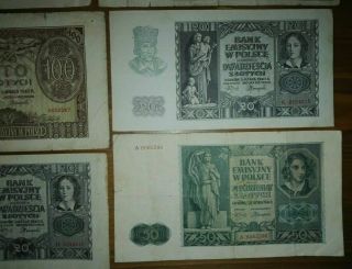 WEHRMACHT - SET OF GERMAN WWII BANK NOTES FOR OCCUPIED POLAND 1941 5