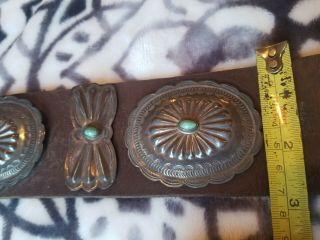 RARE Old Pawn STERLING SILVER & Turquoise Navajo Indian CONCHO BELT & BUCKLE 12