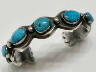 Vintage Navajo Sterling Silver Blue Morenci Pyrite Turquoise Cuff Bracelet