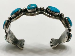 Vintage Navajo Sterling Silver Blue Morenci Pyrite Turquoise Cuff Bracelet 2