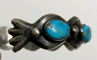 Vintage Navajo Sterling Silver Blue Morenci Pyrite Turquoise Cuff Bracelet 5