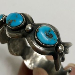 Vintage Navajo Sterling Silver Blue Morenci Pyrite Turquoise Cuff Bracelet 6