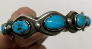 Vintage Navajo Sterling Silver Blue Morenci Pyrite Turquoise Cuff Bracelet 7