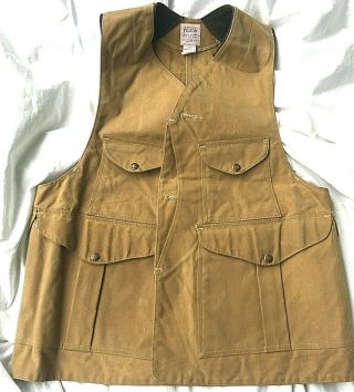 Vintage Filson Hunting Vest Waxed Cotton Style 32 Size Large